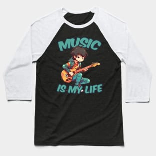 A boy playing his favourite guitar Baseball T-Shirt